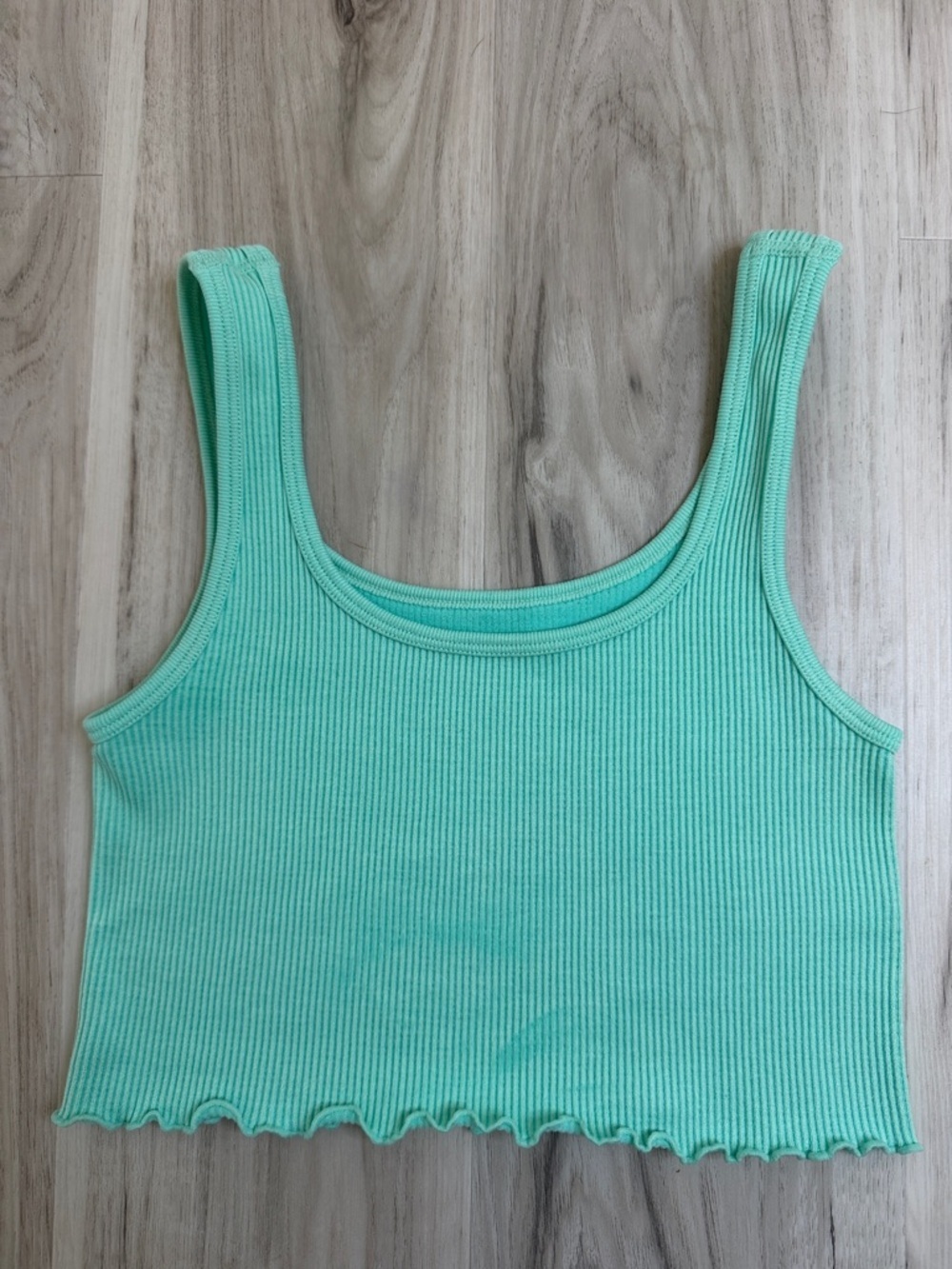 Aeropostale Ribbed Scoop Neck Crop Tank Top - Mint size Xs